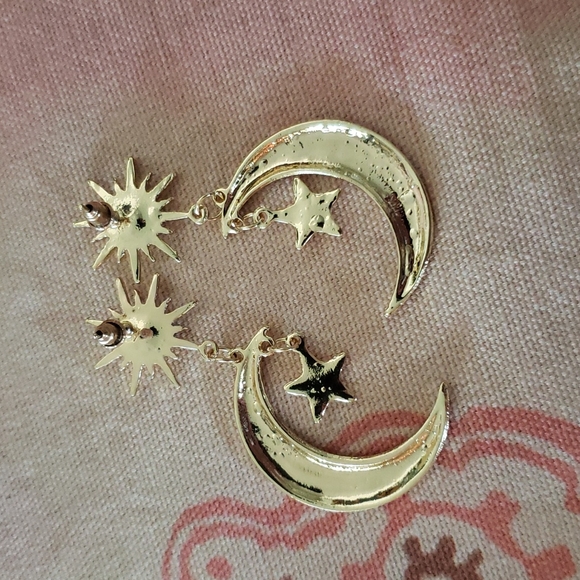 Star Moon Earrings Moon Star Chic Boho Elegant Cute Beautiful Unique Festival - Picture 8 of 10